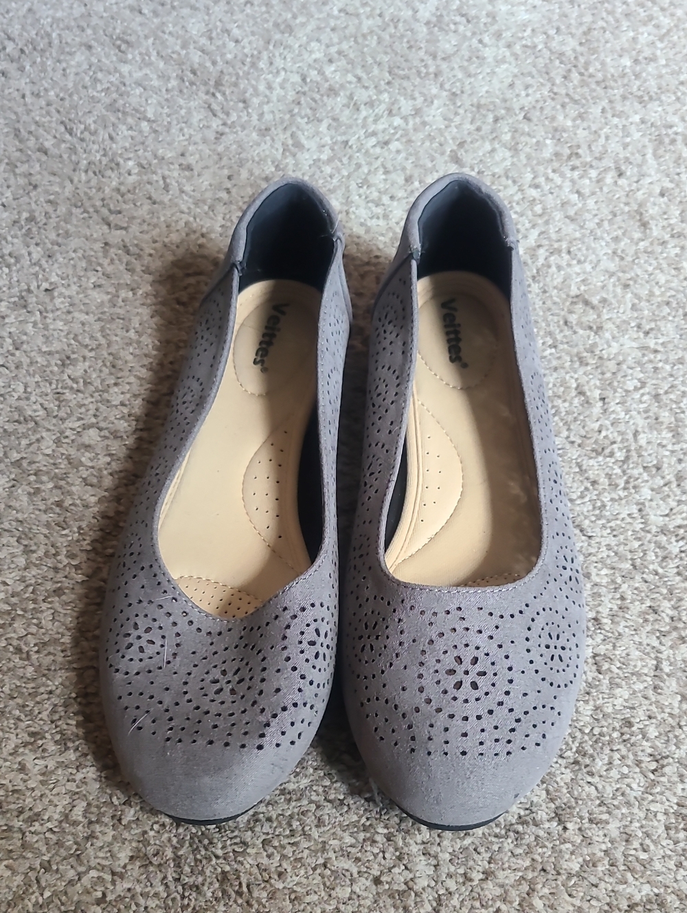 Vionic Gray Perforated Ballet Flats